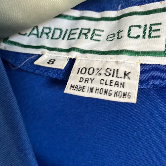 Vintage circa 1979–1984 Cardiere et Cie blue silk gown beading size 8 padding - Picture 6 of 8